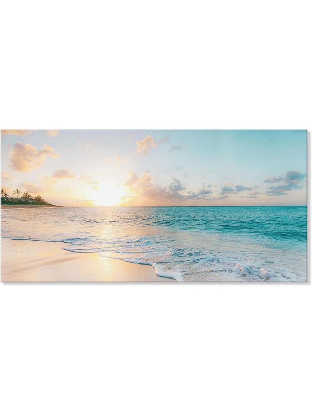 Coastal Ocean Sunset Canvas Wall Art - Seascape Framed Decor for Home & Office